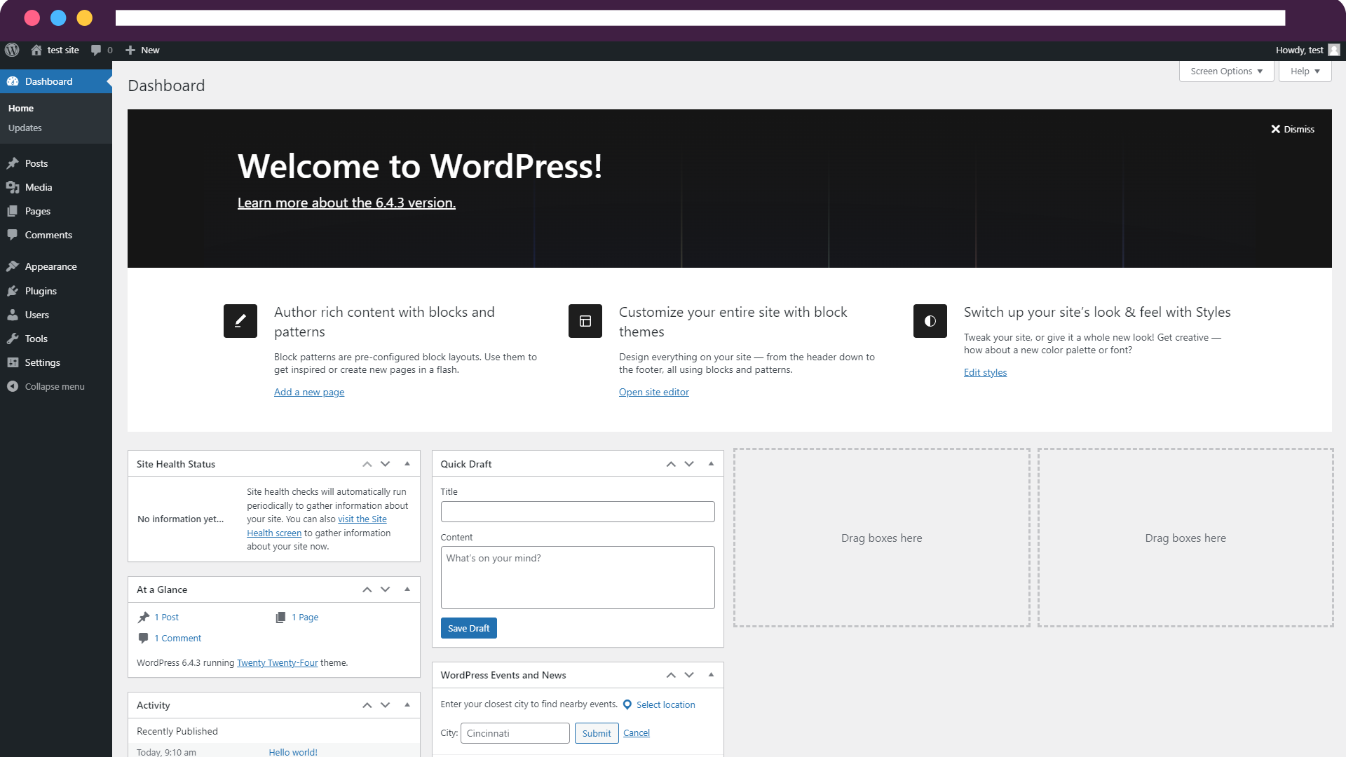 WordPress Dashboard | Cloud Host World